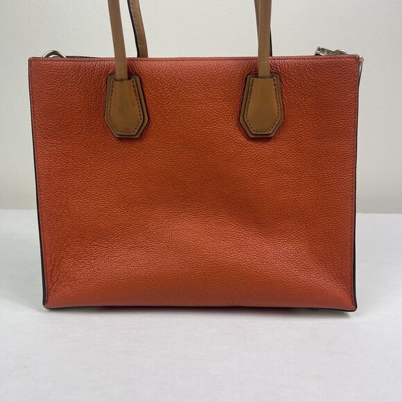 Michael Kors Studio Mercer Large Leather Tote Orange Acorn Handbag Purse Edgy - Picture 4 of 16